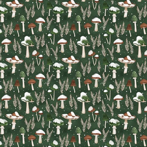 Wilmington Prints Woodland Snowmen - Mushrooms All Over Green 3017-27739-772