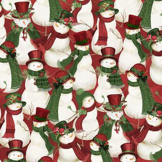 Wilmington Prints Woodland Snowmen - Packed  Red  3017-27734-373