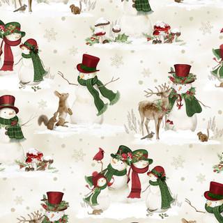 Wilmington Prints Woodland Snowmen - Scenic Snowmen Cream 3017-27735-273