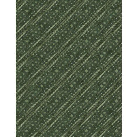 Wilmington Prints Woodland Snowmen - Ticking Stripe Green 3017-27741-711