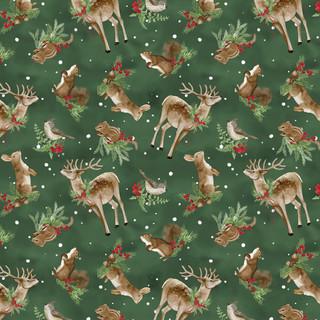 Wilmington Prints Woodland Snowmen - Woodland Critters Toss Green 3017-27737-727