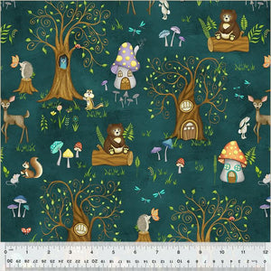 Windham Fabrics Enchanted Woods Into The Woods Dark Teal  54520-3