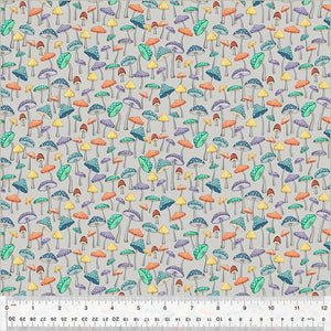 Windham Fabrics Enchanted Woods Mushroom Garden Light Grey 54523-8