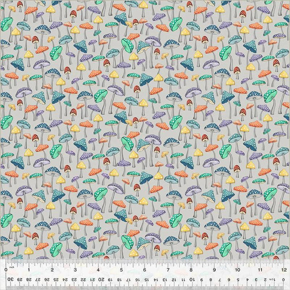 Windham Fabrics Enchanted Woods Mushroom Garden Light Grey 54523-8