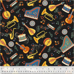 Windham Fabrics Feeling jazzy Live Jazz Black/Multi 544228-1
