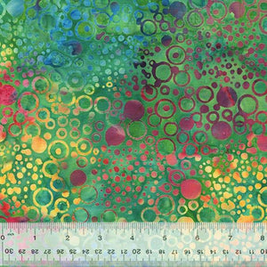 Windham Fabrics JDJ Forever Spring Circles Emerald  Batik Cotton 3725Q-X