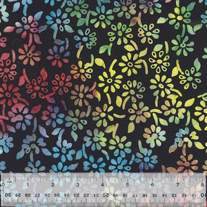 Windham Fabrics JDJ Forever Spring Daisies Black  Batik Cotton 3722Q-X