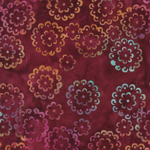 Windham Fabrics JDJ Forever Spring Doillies Cabernet  Batik Cotton 3751Q-X