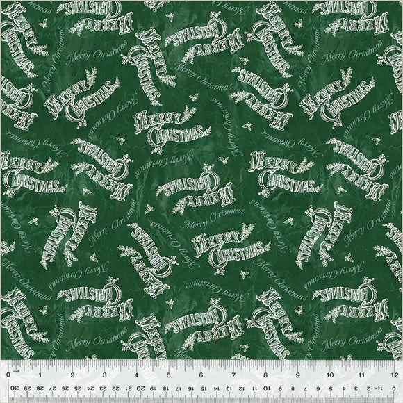 Windham Fabrics Jolly Christmas  Merry Christmas Dark Green 54492-6
