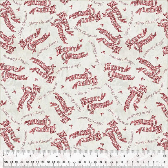Windham Fabrics Jolly Christmas Merry Christmas Ivory/Red  54492-1
