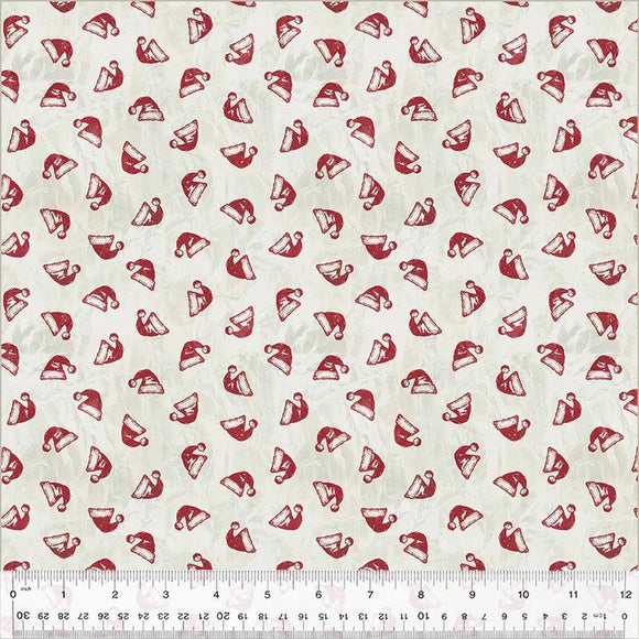 Windham Fabrics Jolly Christmas  Santa Hats Ivory/Red 54493-1