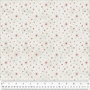Windham Fabrics Jolly Christmas  Twinkle Stars Ivory/Red 54494-1