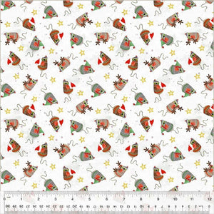 Windham Fabrics Meowy Christmas  Jolly Mice White 54486-1