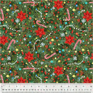 Windham Fabrics Meowy Christmas Trim the Tree Pine  54485-2