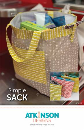 Simple Sack Bag Pattern by Atkinson Designs finished size 14