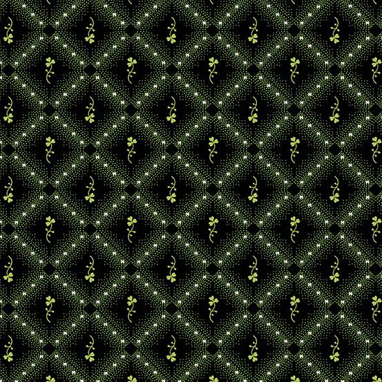 Andover Fabrics Lucky Charms Black  Clover Plaid  A-412-K