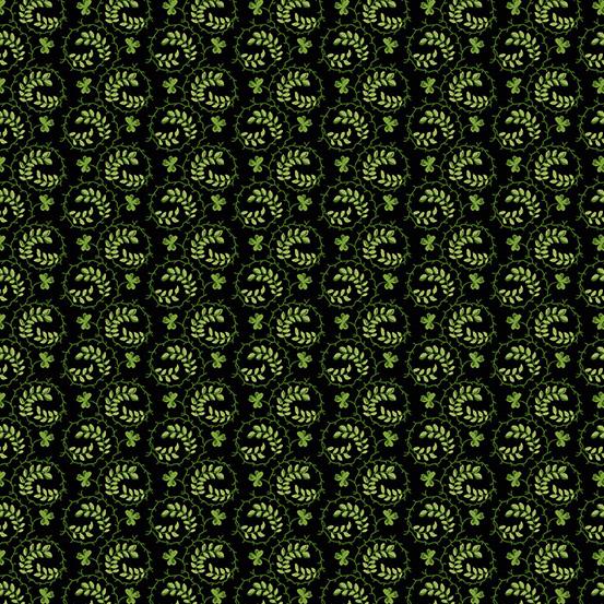 Andover Fabrics Lucky Charms Black Shamrock Swirl   A-415-K
