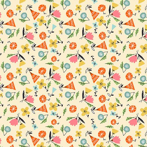 Benartex Elephant Joy Spirit Floral Light Yellow 10414-03