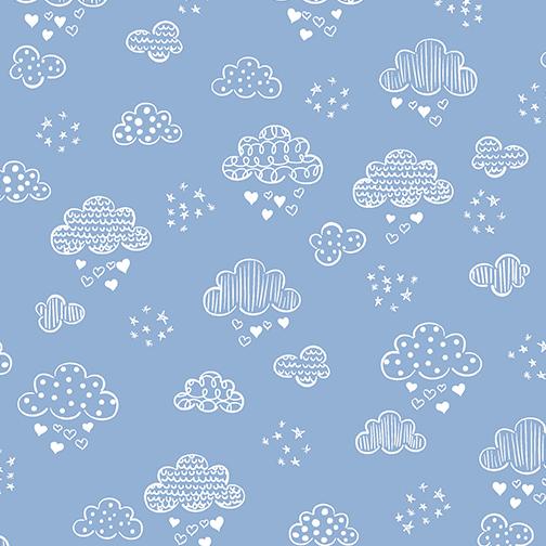 Benartex Fabrics Sweet Dreams Flannel Dreamy Clouds  Medium Blue  12494F-50