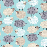 Benartex Fabrics Sweet Dreams Flannel Sweet Stacked Sheep Aqua 12495F-04