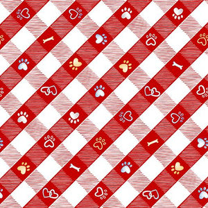 Benartex Fabrics Think Pawsitive Puppy Lane Plaid Red 0972810B