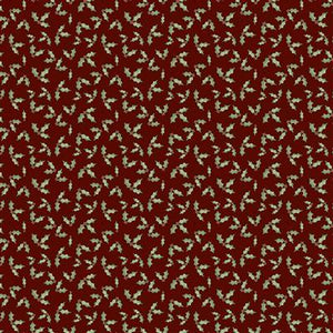 Clothworks Fabric Postcard Christmas Holly Dark Red  Y3514-83