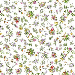 Clothworks Fabrics From the Heart Floral White Y3359-1