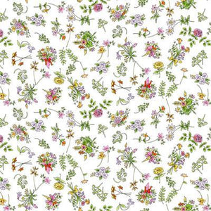 Clothworks Fabrics From the Heart Floral White Y3359-1