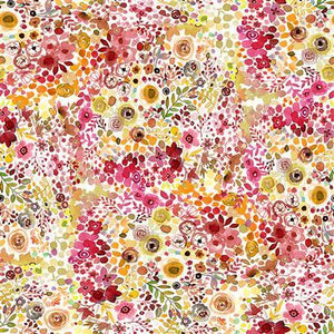 Clothworks Painted Patchwork Digital Berry Floral Raspberry Y3378-74