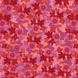 Clothworks Painted Patchwork Violets Dark Coral Y3379-40