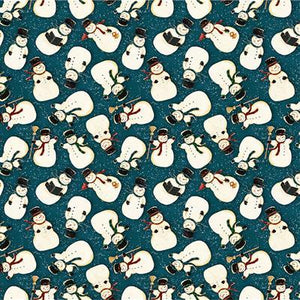 Clothworks Snovalley Digital Tossed Snowmen Dark Sky  Y3870-99