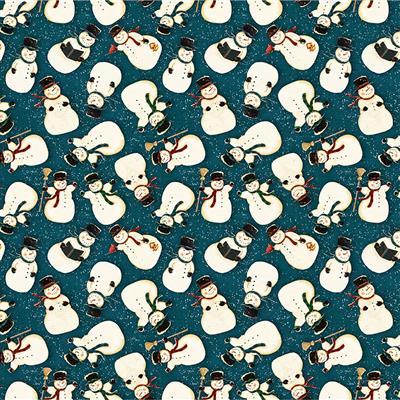 Clothworks Snovalley Digital Tossed Snowmen Dark Sky  Y3870-99