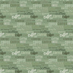 Clothworks Yay! Coffee! Words  Light  Forest  Y3657-112