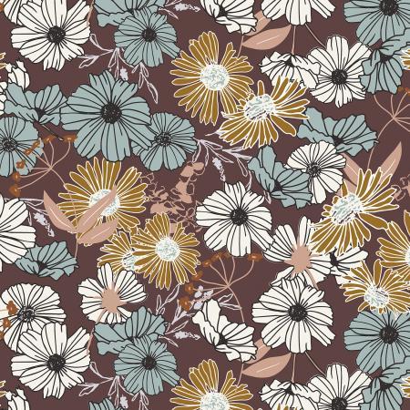 Cotton + Steel Wallflower Flower Child Mulberry HJ300-MU3