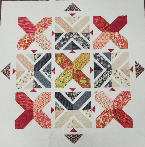 Criss Cross Kisses Quilt Kit finished size 63.5