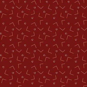 EQP Textiles Contemporary New VintageLove Letters Cranberry Red NV210-301