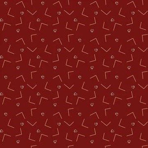 EQP Textiles Contemporary New VintageLove Letters Cranberry Red NV210-301