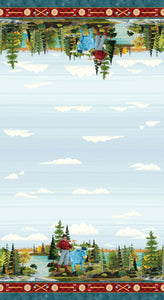 Clothworks Quilt Minnesota 2024 Double Border Paul Bunyan Light Sky Y4172-97