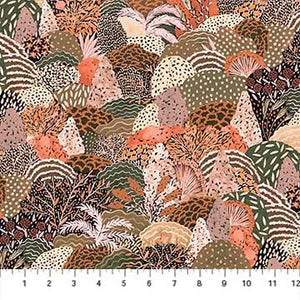 FIGO Fabrics After The Rain Trees Earth Tones Multi Orange 90160-30