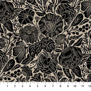 FIGO Fabrics In the Dawn Black Cotton Linen Blend CL90558-99