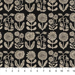FIGO Fabrics In the Dawn Black Cotton Linen Blend  CL90559-99