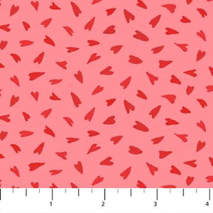 Figo Fabrics Roses are Red Pink Hearts  90491-24