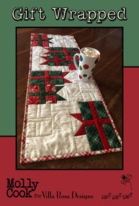 Gift Wrapped Quilt Runner finished size 14" x 40"  pattern from Villa Rosa Designs