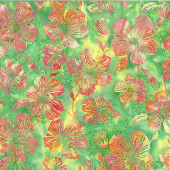 Hoffman Fabrics Bali Batik Daisy Blockprint HibiscusT2392-519