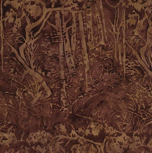 Island Batik Autumn Sunset Trees in the Garden - Coffee  122008082