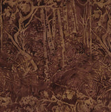 Island Batik Autumn Sunset Trees in the Garden - Coffee  122008082