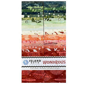 Island Batik Wondrous-SP Strip Pack 2.5" x WOF 40 Pieces with 20 Designs Wondrous-SP