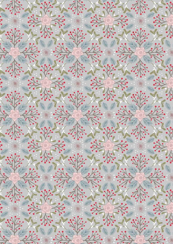 Lewis & Irene Winter In Bluebell Wood Flannel Winter Floral Grey   F45.2