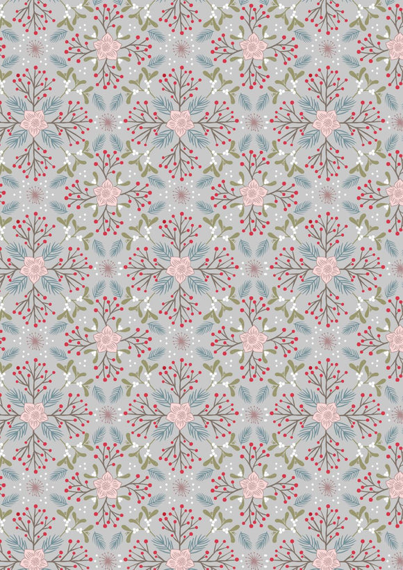 Lewis & Irene Winter In Bluebell Wood Flannel Winter Floral Grey   F45.2