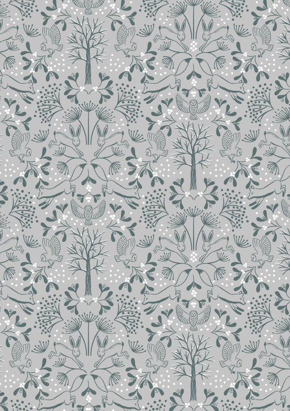 Lewis & Irene Winter In Bluebell Wood Flannel Winter Wood Animals Grey   F44.2